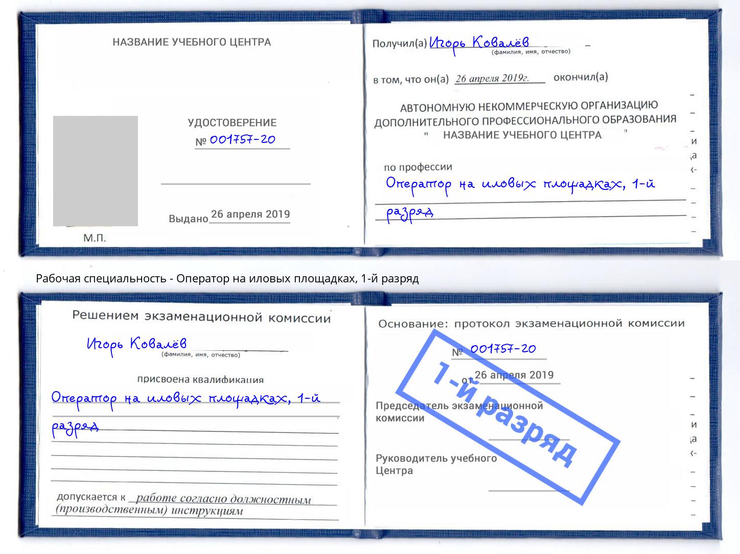 корочка 1-й разряд Оператор на иловых площадках Курск