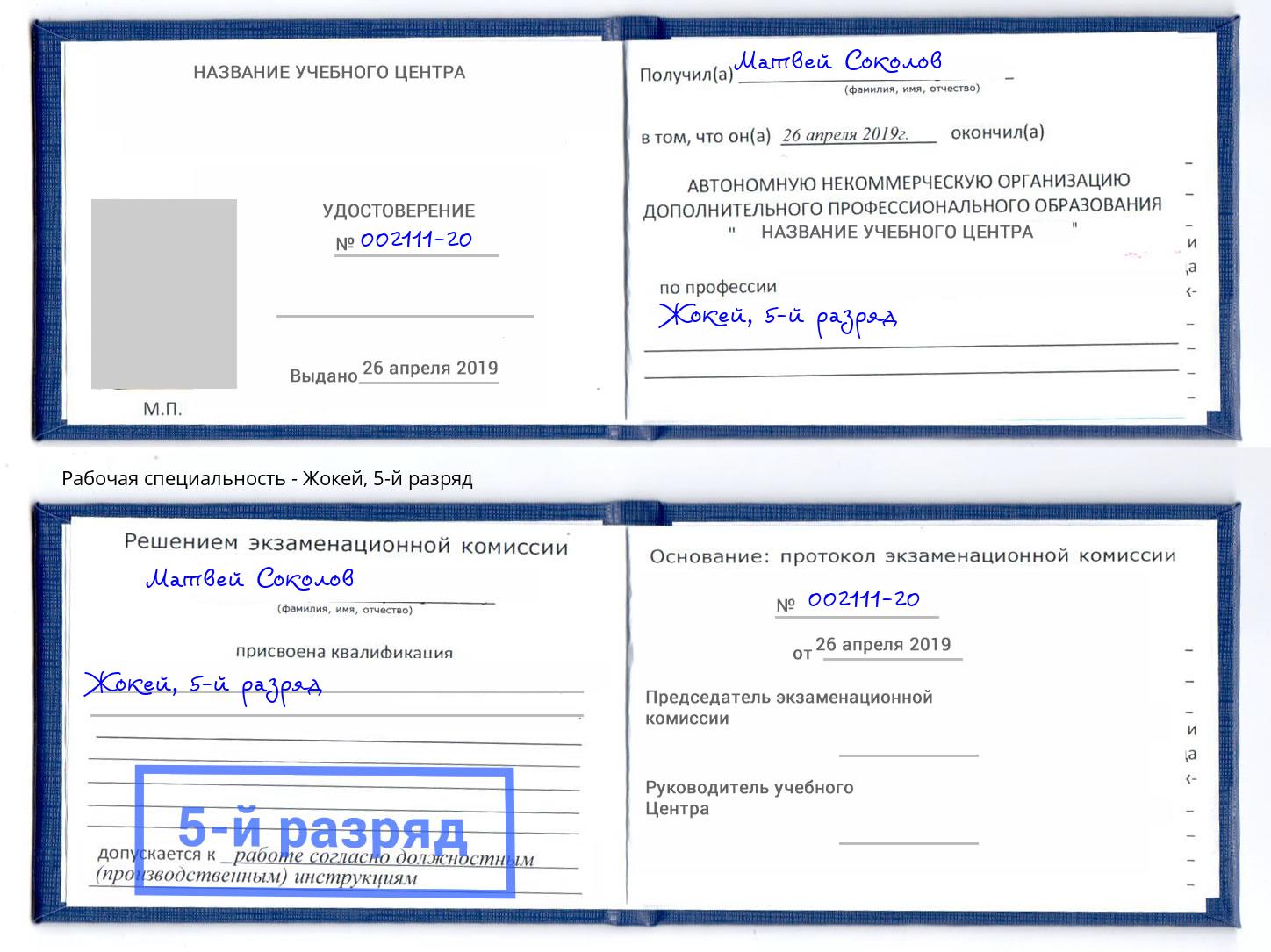 корочка 5-й разряд Жокей Курск