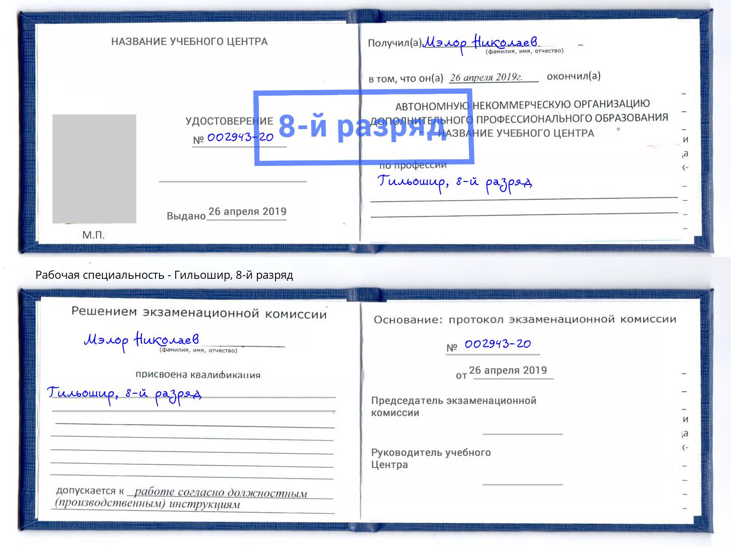 корочка 8-й разряд Гильошир Курск