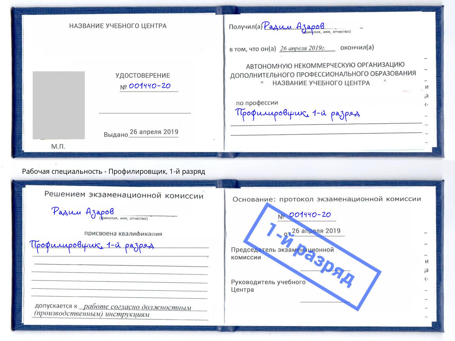 корочка 1-й разряд Профилировщик Курск